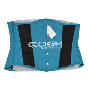 Ropa de moda y fitness: Corsé de algodón bicolor verde azulado y negro, estilo underbust. - Product Image 1