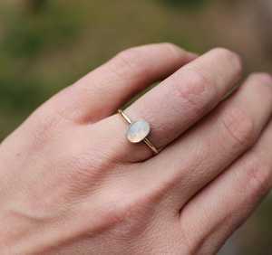 925แหวนเงินสเตอร์ลิงสีรุ้งธรรมชาติทำด้วยมือเครื่องประดับหินวันเกิดด้วยความร้อนสีขาวปะการัง CAB สำหรับผู้หญิง - Product Image 5