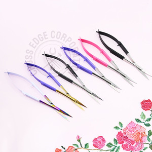 Tijera de resorte para recortar cejas de pestañas de alta calidad/pinzas de volumen tijeras para cutículas de uñas punta recta para extensiones de bricolaje - Product Image 1