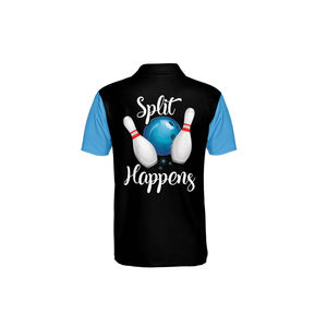 เสื้อบอลลิ่งผ้าโพลีเอสเตอร์ 100% แบบเรียบ สำหรับผู้ชาย แห้งเร็ว พิมพ์ลายแบบซับลิเมชั่น แขนสั้น สไตล์ลำลอง สำหรับชุดยูนิฟอร์ม - Product Image 3