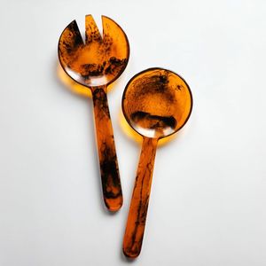 Juego de cucharas de cubiertos de resina ecológicas, utensilios de comedor decorativos hechos a mano reutilizables, perfectos para uso en cocina y fiestas - Product Image 3