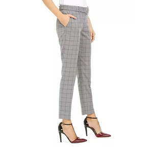 Pantaloni da Completo da Donna Calvin Klein con Stampa a Quadri e Cintura, Grigio, Taglia 8 - Product Image 3