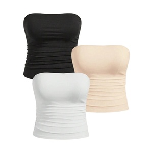 Camiseta sin mangas sin tirantes Sexy de verano para mujer, ropa interior femenina de talla grande, tela de punto transpirable de longitud corta con logotipo frontal - Product Image 3