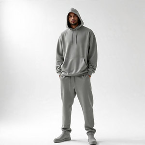 ชุดวอร์มมีหมวกผ้าฟลีซทรงหลวมสำหรับผู้ชายชุดวอร์มขากว้างแบบเรียบ | ชุดวอร์มขากว้างของผู้ชายมีสไตล์ - Product Image 6