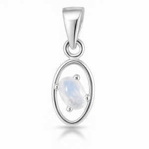Pendentif en pierre de lune ovale plaqué rhodium en argent sterling - Bijoux minimalistes unisexes faits à la main 1,30 g - Product Image 4