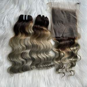 ผมต่อแบบเวฟหลวมสีเทาธรรมชาติ คุณภาพสูง 100% เกรดเวอร์จิ้น เรมี  แบบดับเบิ้ลเวฟท์  สำหรับต่อผมด้วยเครื่อง - Product Image 4