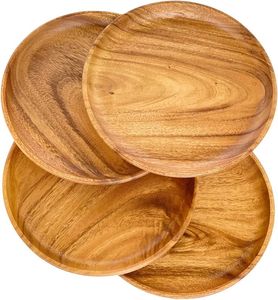 Bandeja de servicio de madera de acacia hecha a mano, plato de madera de nogal para café, fruta, restaurante u hotel, Ventas de Fábrica - Product Image 5