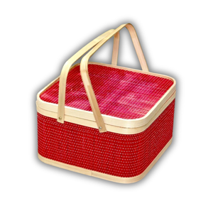 Panier-cadeau en bambou le plus vendu avec couvercle et 2 poignées, couleur personnalisée disponible, artisanat en osier, emballage cadeau durable - Product Image 1