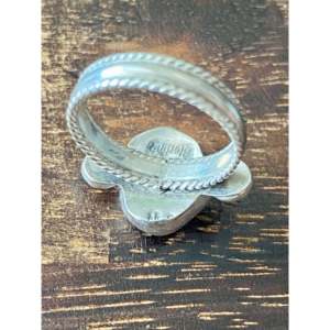 Bague artisanale Navajo en turquoise de Kingman, argent sterling, taille 7.5, plaqué or rose 18 carats, sertissage clos, incrustation, cadeau, sous licence 'IS' - Product Image 5