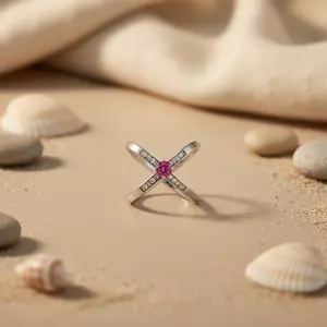 "925 Silver Fashionable Trendy Ruby Inlay <b>Ring</b>-<b>Women's</b> Size Free-Vintage <b>Statement</b> Style" - Product Image 3