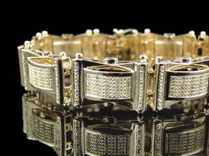 Classic Stylish S925 <b>Sterling</b> <b>Silver</b> Round cut Moissanite Round Diamond Hip Hop <b>Bracelet</b> For Men Jewelry - Product Image 2