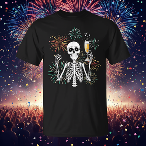 Maglietta Promozionale per la Festa di Capodanno 2025 con Motivo Scheletro - Product Image 3