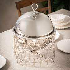 New Design <b>5L</b> Capacity Stainless Steel And Wood Food Server with Brass Floral Pattern Handle HotCase and HotPot Casserole - Product Image 6