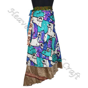 Nuevo diseñador indio seda abrigo largo falda Rajasthani Jaipur seda Sari Magic Wrap faldas indio Reversible Magic Sari arte seda - Product Image 2