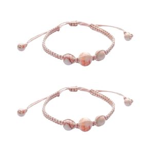 Soft Pink Macrame <b>Bracelet</b> with Natural Beige Winter Stones Adjustable Handmade Jewelry for Women Fashion and Gifts - Product Image 2