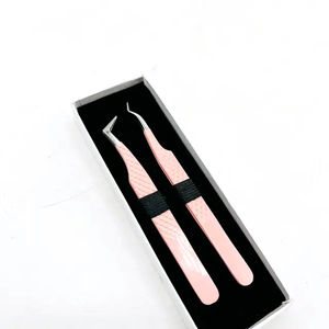 Custom Private Label Stainless Steel Eyelash Tweezers <b>Strong</b> Isolation Volume Tweezers Smooth Fiber Lash Extension <b>Box</b> Included - Product Image 4