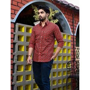 Chemise décontractée 100 % coton imprimée pour homme, manches longues, motifs floraux et pois, tissu popeline Oxford respirant, taille XL, offre ODM - Product Image 1