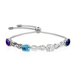 Jeulia Custom Birthstone <b>Infinity</b> <b>Bracelet</b> Five Gemstone Sterling Silver Fine Charm <b>Bracelet</b> - Product Image 1