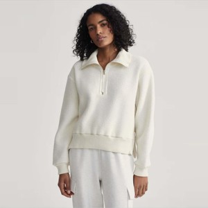 เสื้อขนแกะแบบซิปครึ่งหน้านุ่มสำหรับผู้หญิงดีไซน์ทันสมัยและสะดวกสบายสำหรับอากาศหนาว - Product Image 4