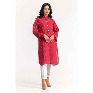 Camisa Roja de Jacquard para Mujer, Bordada con Diseño Floral a Cuadros, Estilo Casual Largo para Primavera y Otoño, Tallas XL, Popelina, Seda, Chifón - Product Image 3