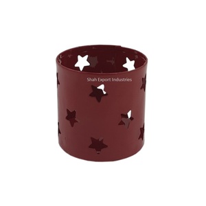 Portavelas votivo de Metal decorativo de lujo, forma redonda de Color Mehroon para el hogar y las decoraciones de boda, vela votiva - Product Image 1