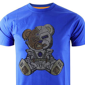 T-shirt unisexe en tricot de haute qualité avec strass et perles, manches courtes, respirant, 100% coton, mode formelle, vêtements de rue pour hommes - Product Image 6