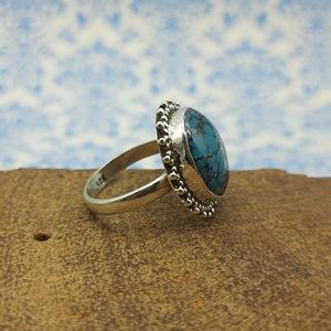 Bague bohème turquoise tibétaine 925 bague de créateur en argent massif bague en argent au prix d'usine en gros du fournisseur indien - Product Image 3