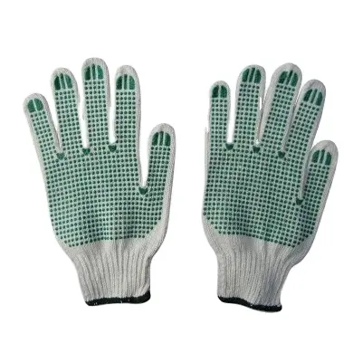 Groen Een Side Pvc Doted Witte Katoenen Gebreide Antislip Werkhandschoenen Rubber Doted Veiligheid Handschoenen 2023