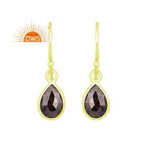 Latest Trending Sterling Silver 18K Gold Plated Natural Hematite Gemstone Dangle <b>Earring</b> Demi <b>Fine</b> Jewelry Manufacturer - Product Image 1