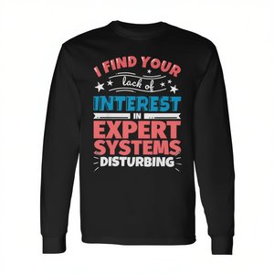 T-shirt a maniche lunghe con stampa digitale unisex girocollo con scritta divertente Expert Systems per attività promozionali per adulti - Product Image 3