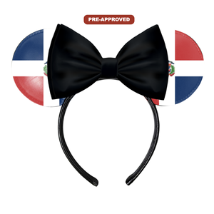 Custom Factory Headband Made-to-Order Concept <b>Mouse</b> Ears Featuring Pre-Approval Design Dominican Republic Flag Vinyl Material - Product Image 1
