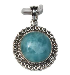 2023 collar con colgante de diseñador para hombre elegante cabujón de Larimar verde 925 piedras de cristal curativas de plata colgantes de moda encantos - Product Image 3