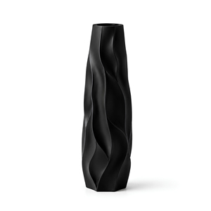 <b>Tall</b> <b>Black</b> Aluminium <b>Vase</b> Matt Finish Sculptural Modern Tabletop Decorative <b>Vase</b> - Product Image 1