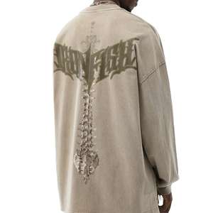 Vente en gros 100% coton Sweat-shirt unisexe à col rond pour homme Logo imprimé personnalisé Tissu écologique coupe-vent 350g - Product Image 4