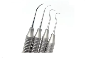 Instrumentos quirúrgicos para el ombligo, 4 Uds., Kit de escalador de dientes dentales de acero inoxidable, juego de instrumentos de limpieza de dientes Manual de doble extremo CE - Product Image 3
