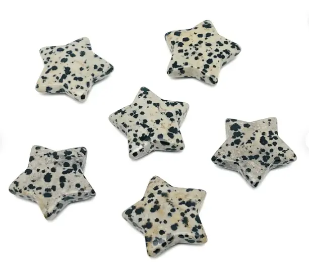 Chất lượng tốt nhất nóng bán số lượng lớn tự nhiên Dalmatian Jasper đá tinh thể sao thủ công đối với trang sức làm