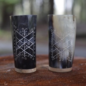 Personalizado exquisito Vintage oso bebiendo Koi taza hecha a mano cuerno Natural corto antiguo tallado estilo Animal negocio perfecto - Product Image 4