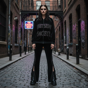 Custom Y2K Streetwear Solid Short Top Skinny Fit <b>Velour</b> <b>Tracksuit</b> Set Zip Hoodie Split Hem Flared Sweatpants - Product Image 6