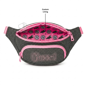 Riñonera de PU personalizada con pedrería brillante para animadoras, ajustable, con cierre de cremallera, duradera y ligera para chicas animadoras - Product Image 2