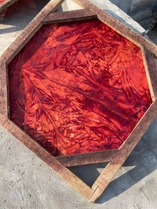 Peau de tambour teinte en rouge, cuir brut naturel pour tambours de sorciers, tambours à cadre et percussions - Product Image 4