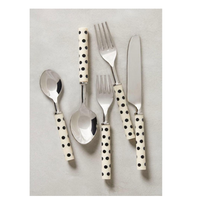 Ensemble de couverts à poignée en résine magnifiquement conçu avec ustensiles de cuisine à texture en acier miroir - Product Image 6