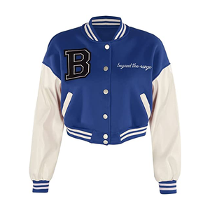 Croptop-Chaqueta con mangas de cuero para mujer, Top corto con diseño de logotipo, Sudadera con capucha - Product Image 2