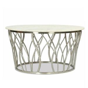 Table d'appoint arrondie en marbre de qualité durable pour meubles en métal Table d'appoint décorative faite à la main pour meubles en métal noir - Product Image 3