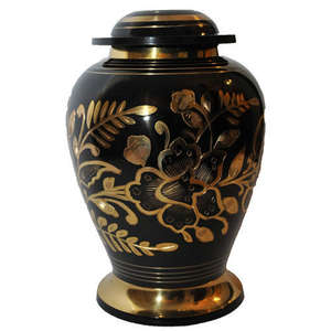 Floral Color Painted Design Custom Made Funeral Urn Hand Painted Metal Cremation Urn & <b>Keepsake</b> <b>for</b> Human Adult <b>Ashes</b> - Product Image 1