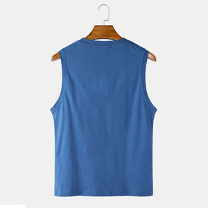 Camisetas sin mangas de Algodón 100% con logotipo personalizado para hombre, Camiseta deportiva impresa transpirable de secado rápido, talla grande OEM personalizable - Product Image 5