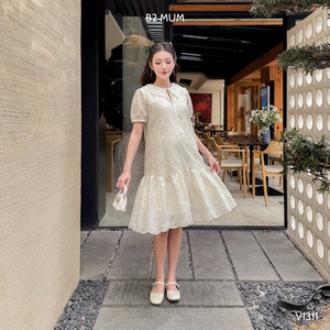 V1311 Cool Floral bordado niñas vestido de verano adecuado para el sudor absorbente y tela sin arrugas - Product Image 2