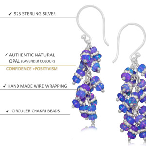 Boucles d'oreilles pendantes en argent sterling 925 avec opale lavande, bijoux tendance pierre de naissance pour femme, cadeau idéal pour mariage, fête, anniversaire - Product Image 4