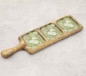 Meilleure vente Plateau à compartiments en bois de manguier pour servir les noix, les dattes et les desserts Émail imprimé pour le Ramadan - Product Image 3