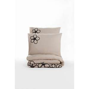 Ensemble de housse de couette double en coton Brode Ranforce de couleur marron Panos - Product Image 3