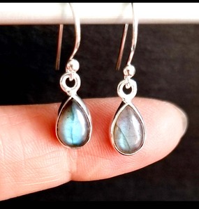 Nouvelle arrivée 10mm rond Larimar lunette ensemble boucle d'oreille en argent Sterling 925 plaqué or boucle d'oreille cadeau bijoux faits à la main pour la fête porter - Product Image 3